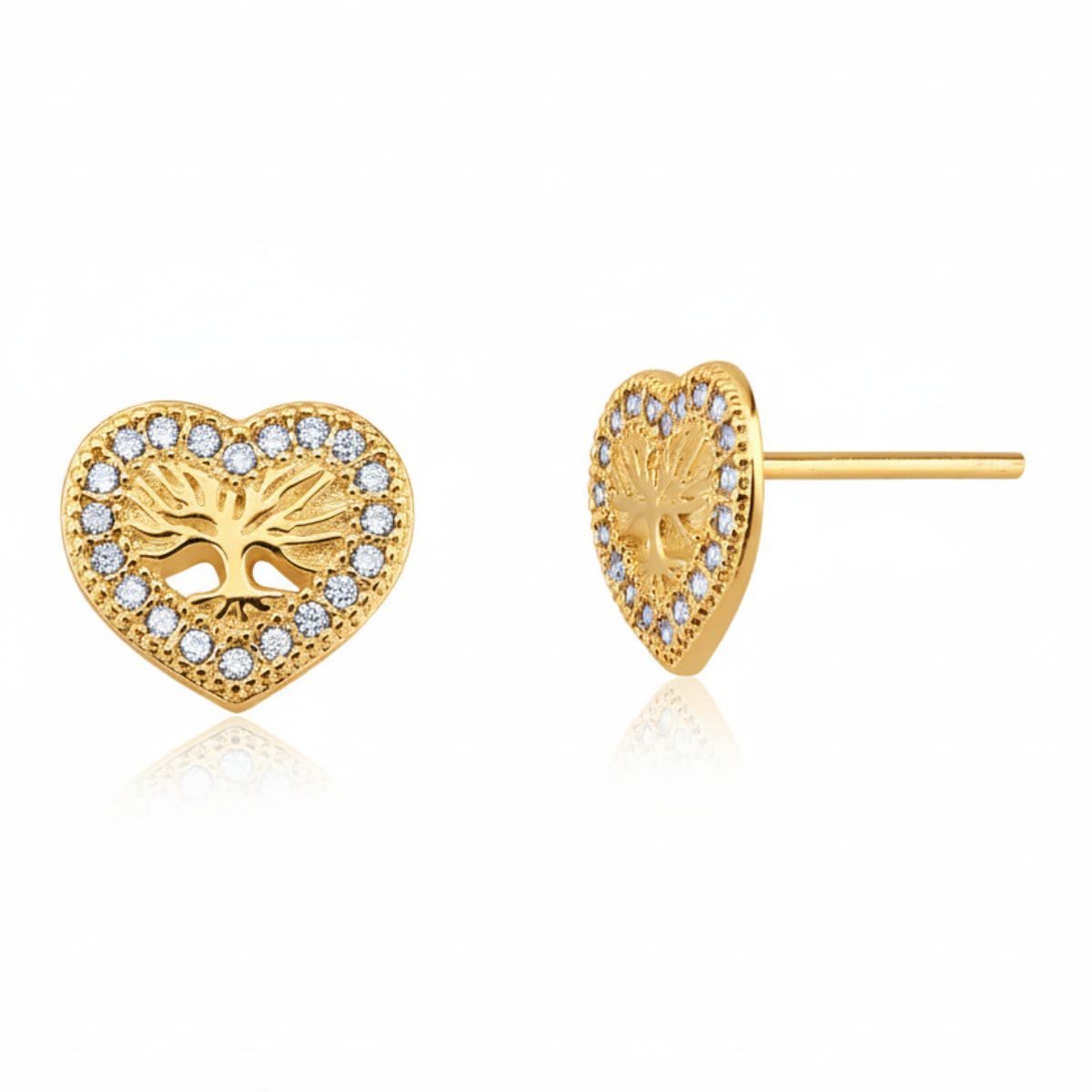 Brinco Prata 925 Folheada Ouro 18k Coraçã...