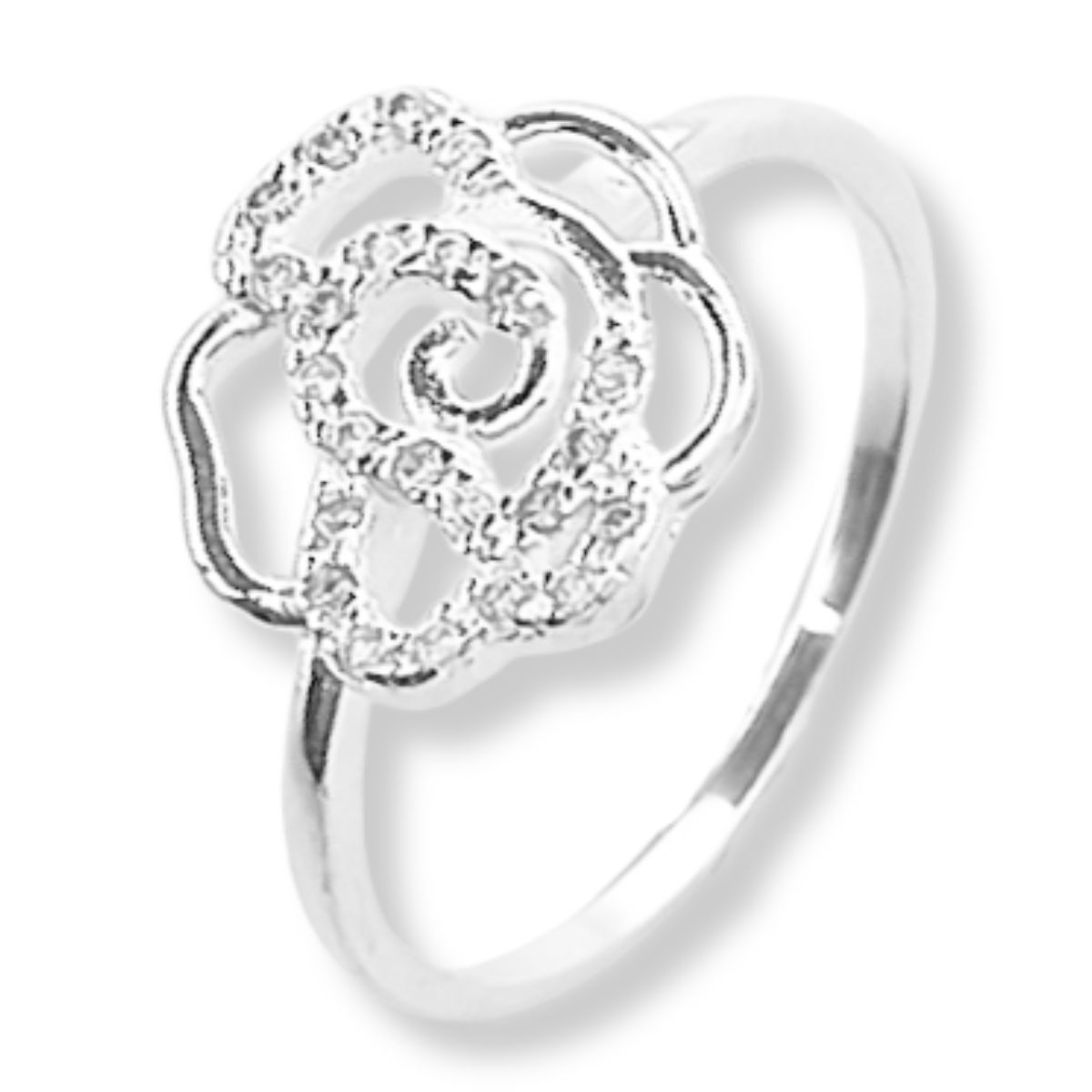 Anel Prata 925 Flor Cravejada