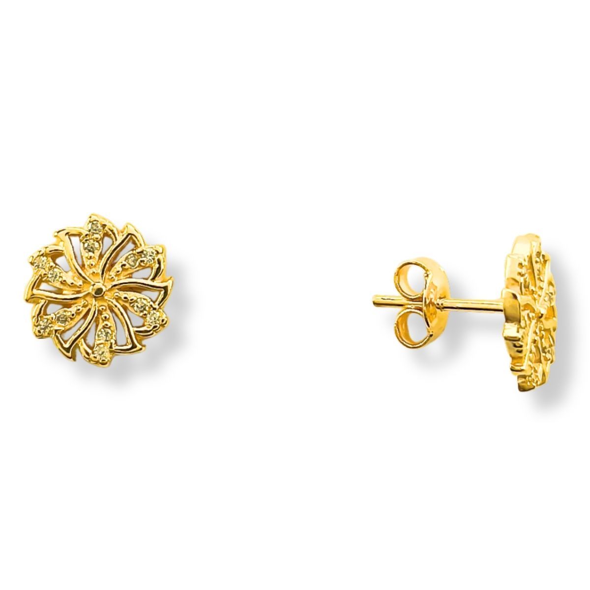 Brinco Prata 925 Folheada Ouro 18k Flor