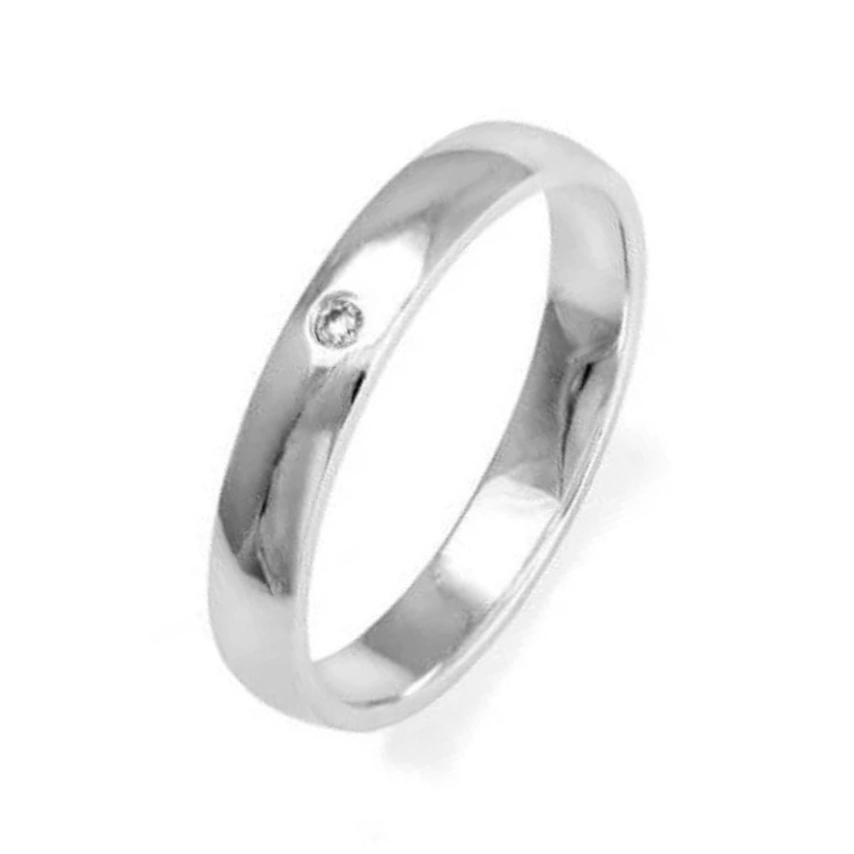 Aliança Prata 925 Abaulada c/ Zirconia 