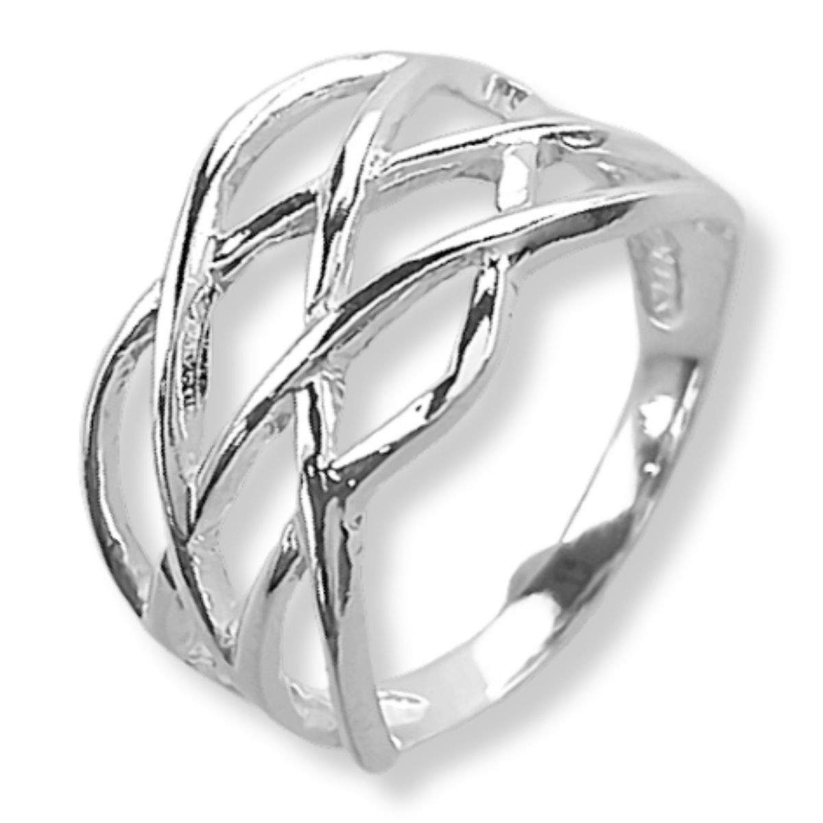 Anel Prata 925 Faixas Vazadas Entrelaçadas